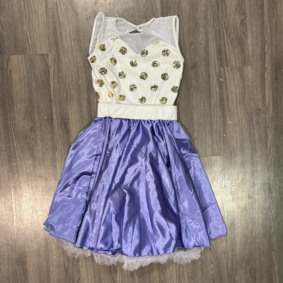 Stardom Purple & White Polkadot Dress Dance Costume - Picture 2 of 4